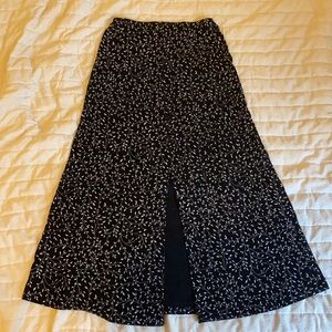 Briggs New York Maxi Skirt with Middle Split in Front in Black and White.